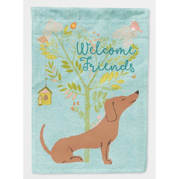 Carolines Treasures Welcome Friends Red Dachshund Flag - Canvas House Size - CA70046