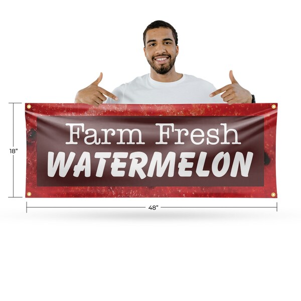 Signmission Farm Fresh Watermelon, 18 Inch x 48 Inch, Vinyl Banner - B-30620