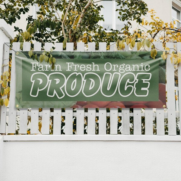 Signmission Farm Fresh Organic Produce, 18 Inch x 48 Inch, Vinyl Banner - B-30605