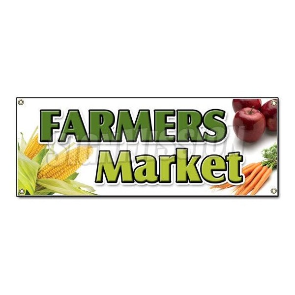 Signmission FARMERS MARKET BANNER SIGN produce fruit vegetables fresh tomatoes corn citrus - B-FARMERS MARKET