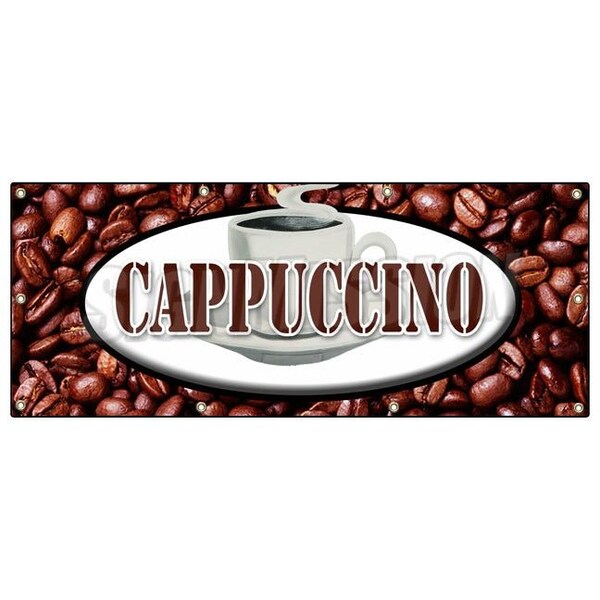 Signmission CAPPUCCINOBANNER SIGN italian espresso milk hot foam coffee cream - B-96 CAPPUCCINO