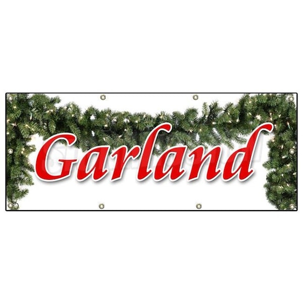 Signmission GARLAND BANNER SIGN x-mas xmas trees decor wreaths holiday Christmas - B-96 GARLAND