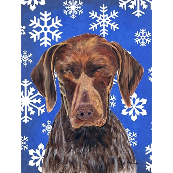 Patioplus 11 x 15 in. German Shorthaired Pointer Winter Snowflakes Holiday Garden Size Flag - PA245637