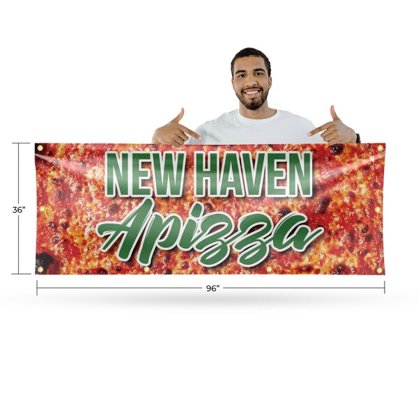 Signmission New Haven Apizza, 36 Inch x 96 Inch, Vinyl Banner - B-96-30752