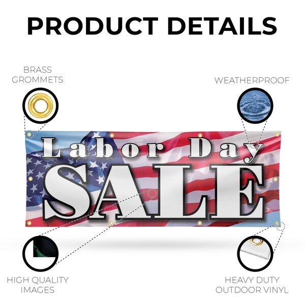 Signmission Labor Day Sale, 36 Inch x 96 Inch, Vinyl Banner - B-96-30722
