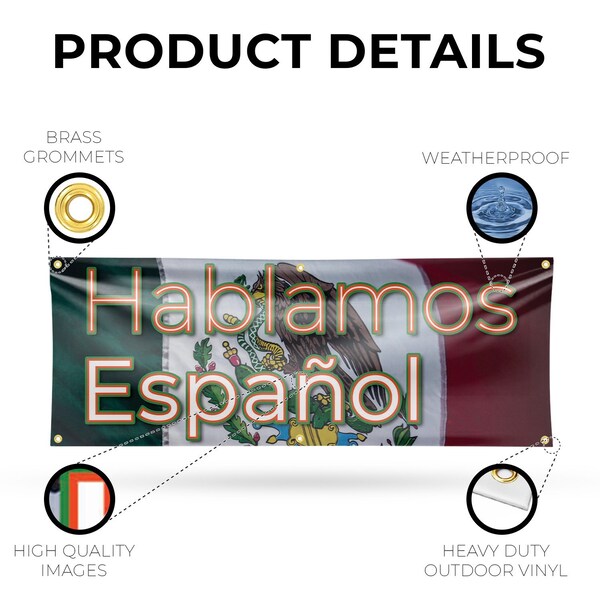 Signmission Hablamos Espanol, 24 Inch x 72 Inch, Vinyl Banner - B-72-30685