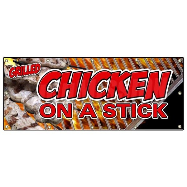 Signmission CHICKEN ON A STICK BANNER SIGN grilled skewer shish kabob grilled - B-120 CHICKEN ON A STICK
