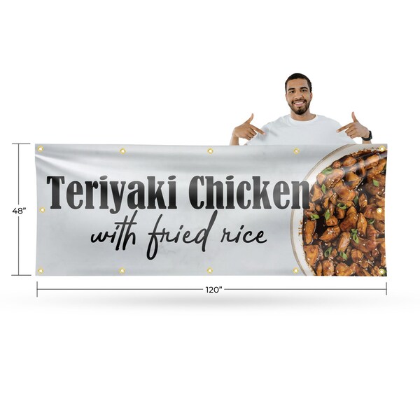 Signmission Teriyaki Chicken with Fried Rice, 48 Inch x 120 Inch, Vinyl Banner - B-120-30884