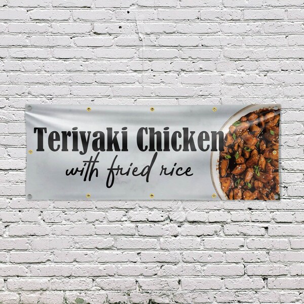 Signmission Teriyaki Chicken with Fried Rice, 48 Inch x 120 Inch, Vinyl Banner - B-120-30884