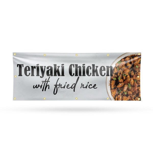 Signmission Teriyaki Chicken with Fried Rice, 48 Inch x 120 Inch, Vinyl Banner - B-120-30884
