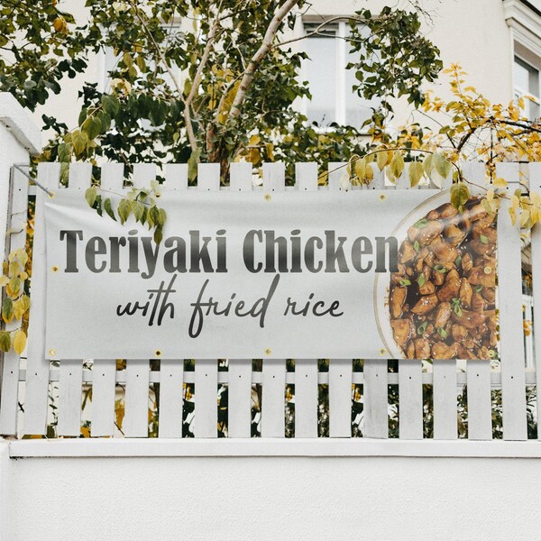 Signmission Teriyaki Chicken with Fried Rice, 48 Inch x 120 Inch, Vinyl Banner - B-120-30884