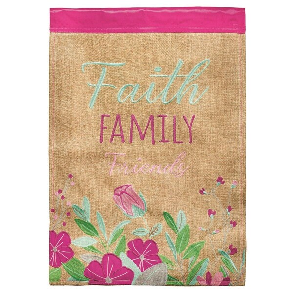 Dicksons 13 x 18 in Faith Family Friends Blap Double Applique Garden Flag - FLAG2054