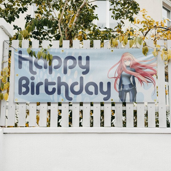 Signmission Happy Birthday Anime, 36 Inch x 96 Inch, Vinyl Banner - B-96-30691