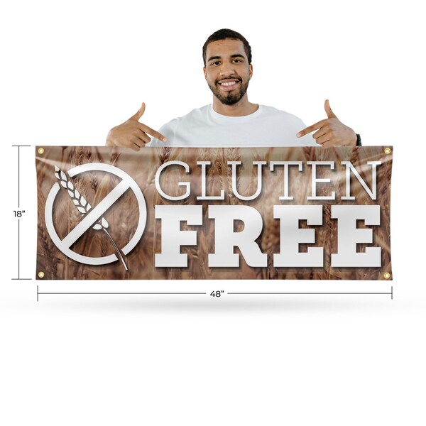 Signmission Gluten Free, 18 Inch x 48 Inch, Vinyl Banner - B-30671