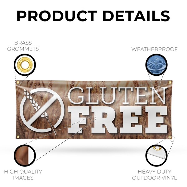 Signmission Gluten Free, 18 Inch x 48 Inch, Vinyl Banner - B-30671