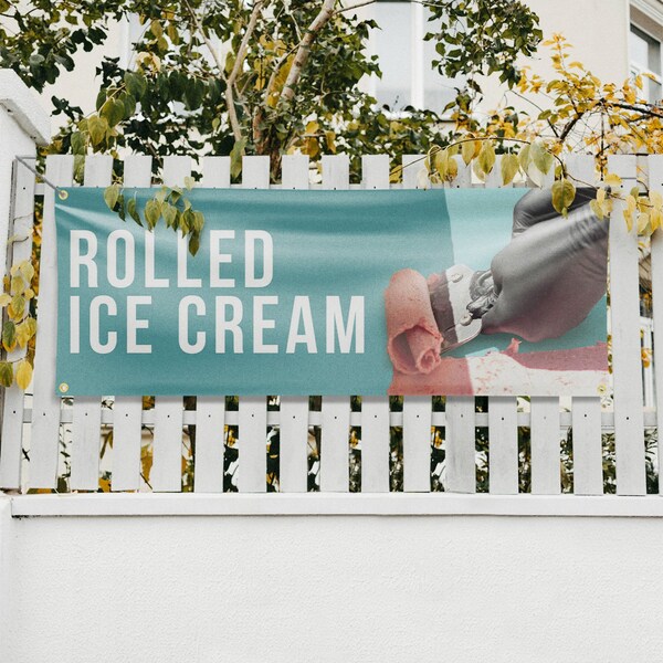 Signmission Rolled Ice Cream, 18 Inch x 48 Inch, Vinyl Banner - B-30838