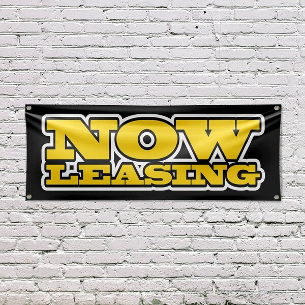 Signmission Now Leasing, 18 Inch x 48 Inch, Vinyl Banner - B-30762