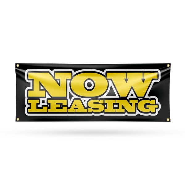 Signmission Now Leasing, 18 Inch x 48 Inch, Vinyl Banner - B-30762