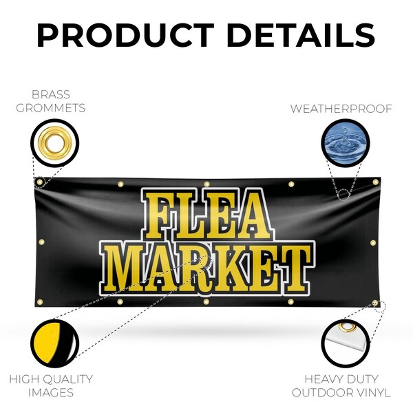 Signmission Flea Market, 48 Inch x 120 Inch, Vinyl Banner - B-120-30634