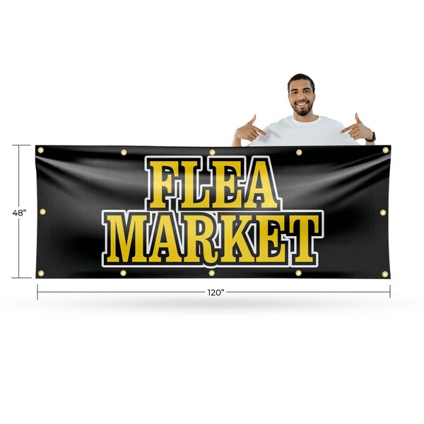 Signmission Flea Market, 48 Inch x 120 Inch, Vinyl Banner - B-120-30634