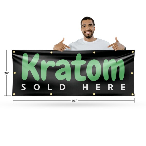 Signmission Kratom Sold Here, 36 Inch x 96 Inch, Vinyl Banner - B-96-30720