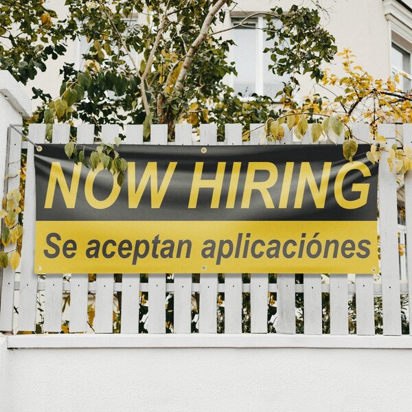 Signmission Now Hiring se Acepan Aplicaciones, 24 Inch x 72 Inch, Vinyl Banner - B-72-30761