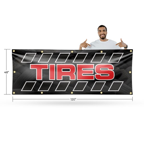 Signmission Tires, 48 Inch x 120 Inch, Vinyl Banner - B-120-30894