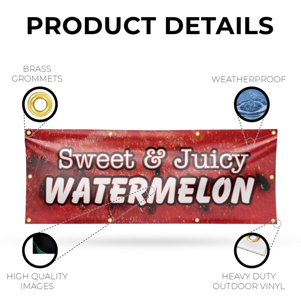 Signmission Sweet & Juicy Watermelon, 36 Inch x 96 Inch, Vinyl Banner - B-96-30874