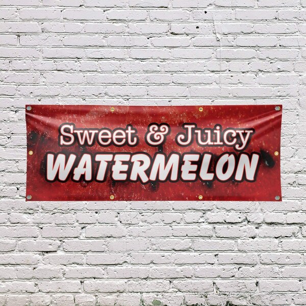 Signmission Sweet & Juicy Watermelon, 36 Inch x 96 Inch, Vinyl Banner - B-96-30874