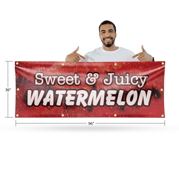 Signmission Sweet & Juicy Watermelon, 36 Inch x 96 Inch, Vinyl Banner - B-96-30874