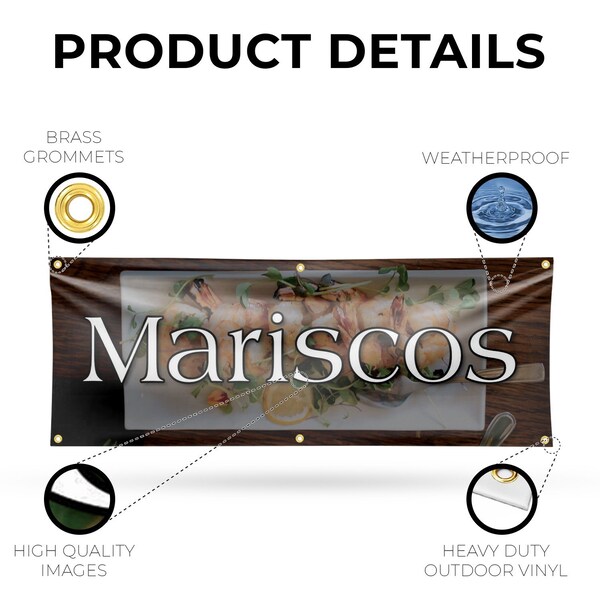 Signmission Mariscos, 24 Inch x 72 Inch, Vinyl Banner - B-72-30731