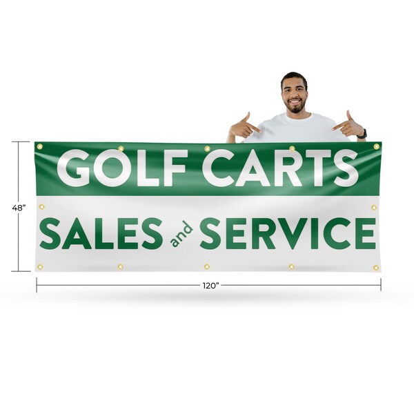 Signmission Golf Carts Sales and Service, 48 Inch x 120 Inch, Vinyl Banner - B-120-30677