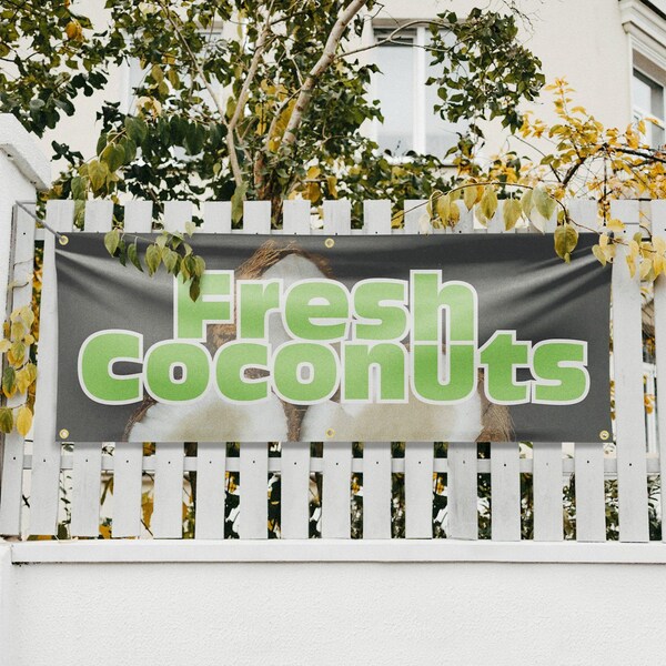 Signmission Fresh Coconuts, 24 Inch x 72 Inch, Vinyl Banner - B-72-30653