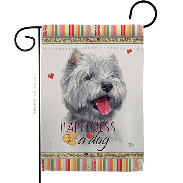 Gardencontrol 13 x 18.5 in. Dog Westie Happiness Double-Sided Decorative Vertical Garden Flag - GA2057208