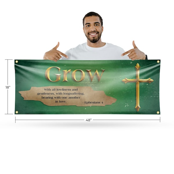 Signmission Jesus Grow, 18 Inch x 48 Inch, Vinyl Banner - B-30707