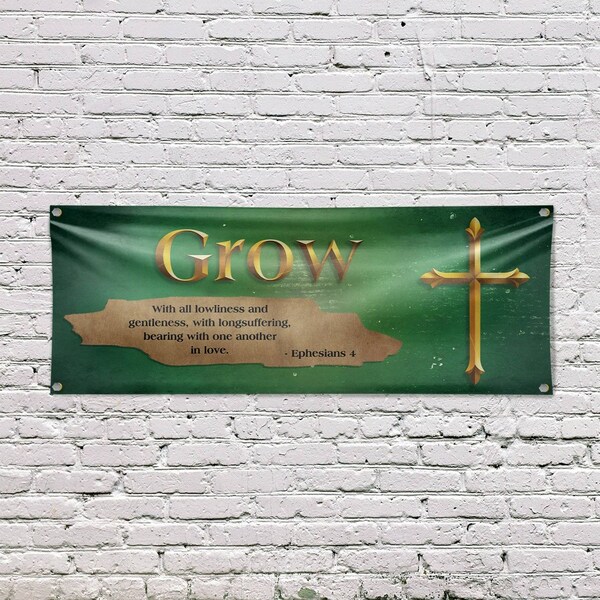 Signmission Jesus Grow, 18 Inch x 48 Inch, Vinyl Banner - B-30707