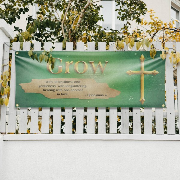 Signmission Jesus Grow, 18 Inch x 48 Inch, Vinyl Banner - B-30707