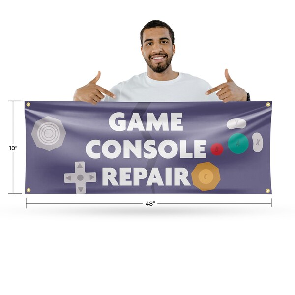 Signmission Game Console Repair, 18 Inch x 48 Inch, Vinyl Banner - B-30667