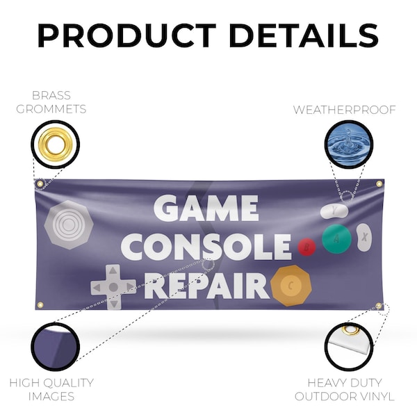 Signmission Game Console Repair, 18 Inch x 48 Inch, Vinyl Banner - B-30667