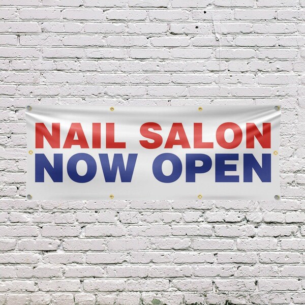 Signmission Nail Salon Now Open, 36 Inch x 96 Inch, Vinyl Banner - B-96-30748