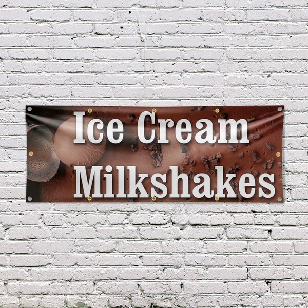 Signmission Ice Cream Milkshakes, 48 Inch x 120 Inch, Vinyl Banner - B-120-30703