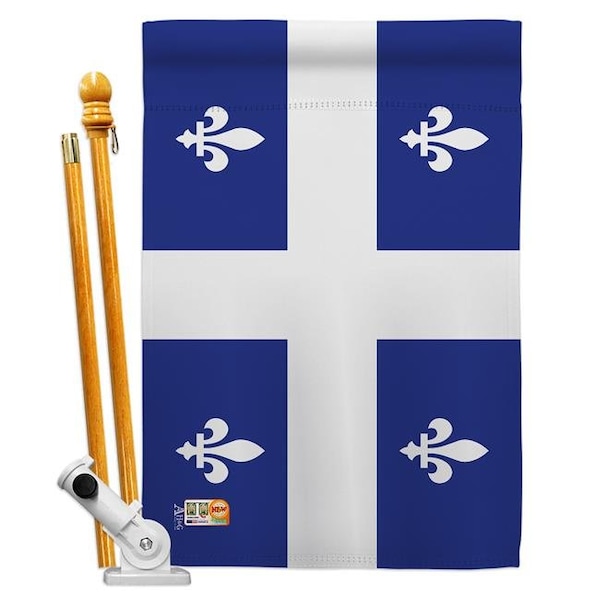 Americana Home & Garden Americana Home & Garden AA-CP-HS-140942-IP-BO-D-US18-AG 28 x 40 in. Quebec Flags of the World Canada Provinces Impressions Decorative Vertical Double Sided House Flag Set & Pole Bracket Hardware Flag Set - HS140942-BO