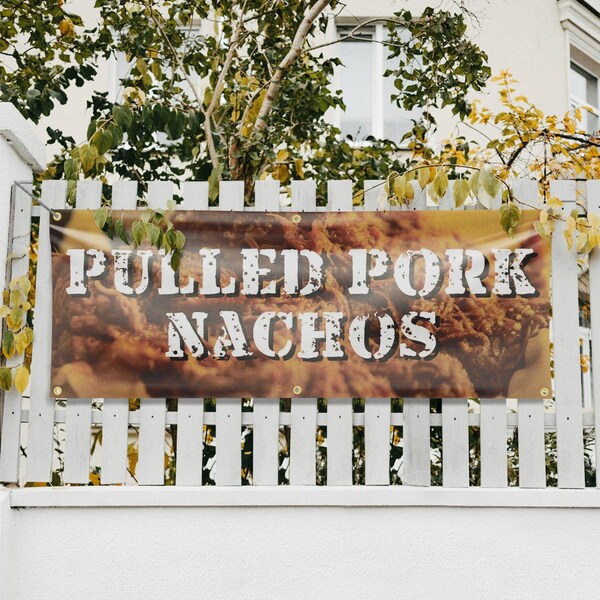 Signmission Pulled Pork Nachos, 24 Inch x 72 Inch, Vinyl Banner - B-72-30824