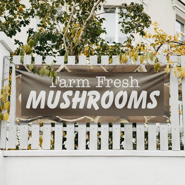 Signmission Farm Fresh Mushrooms, 24 Inch x 72 Inch, Vinyl Banner - B-72-30602