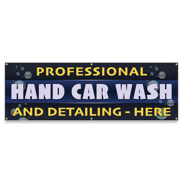 Signmission Professional Car Wash and Detailing Here Banner Concession Stand Food Truck Single Sided - B-72-30137
