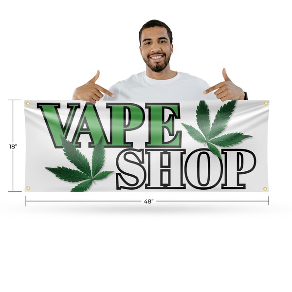 Signmission Vape Shop, 18 Inch x 48 Inch, Vinyl Banner - B-30907