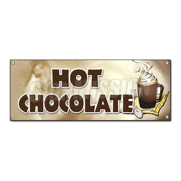 Signmission HOT CHOCOLATE BANNER SIGN cocoa flavor coffee marshmallow Swiss - B-HOT CHOCOLATE