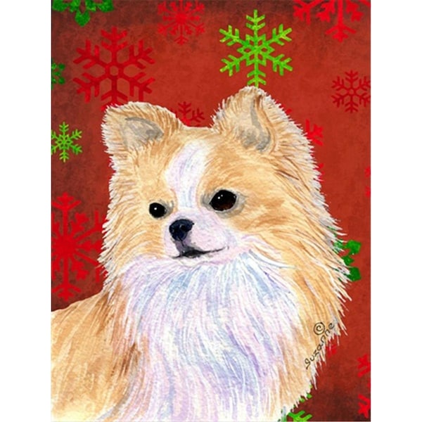 Patioplus 11 x 15 in. Chihuahua Red And Green Snowflakes Holiday Christmas Flag Garden Size - PA631470