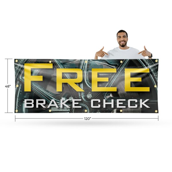 Signmission Free Brake Check, 48 Inch x 120 Inch, Vinyl Banner - B-120-30642