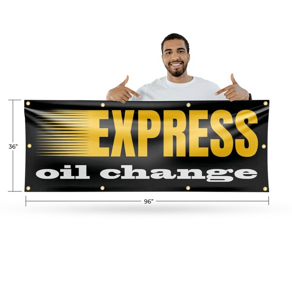 Signmission Express Oil Change, 36 Inch x 96 Inch, Vinyl Banner - B-96-30570